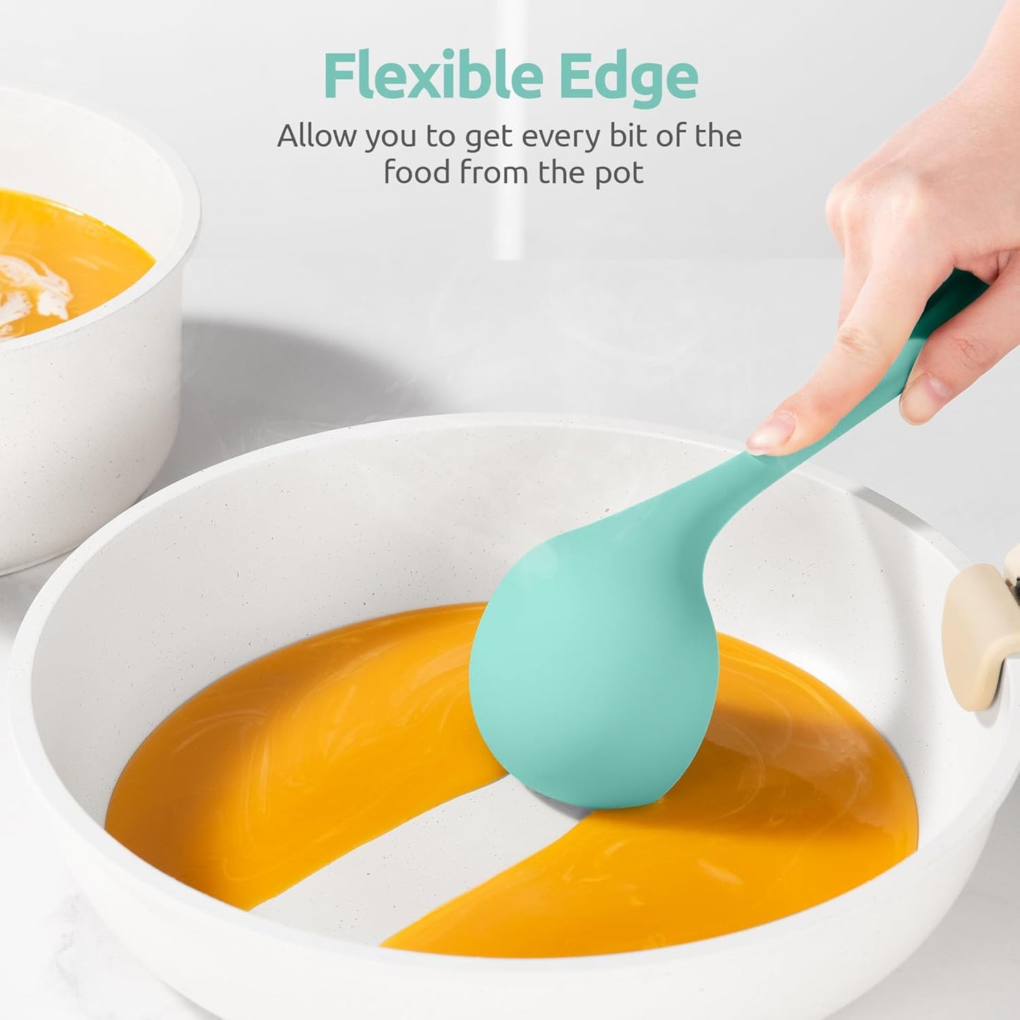 13 inch Silicone Soup Ladle: U-Taste 600ºF Heat Resistant 4 oz Large Non-Stick Seamless Rubber Kitchen Deep Serving Spoon with Non-Slip Solid Long Handle for Cooking Sauce/Stews/Gravies/Chili(Purple)