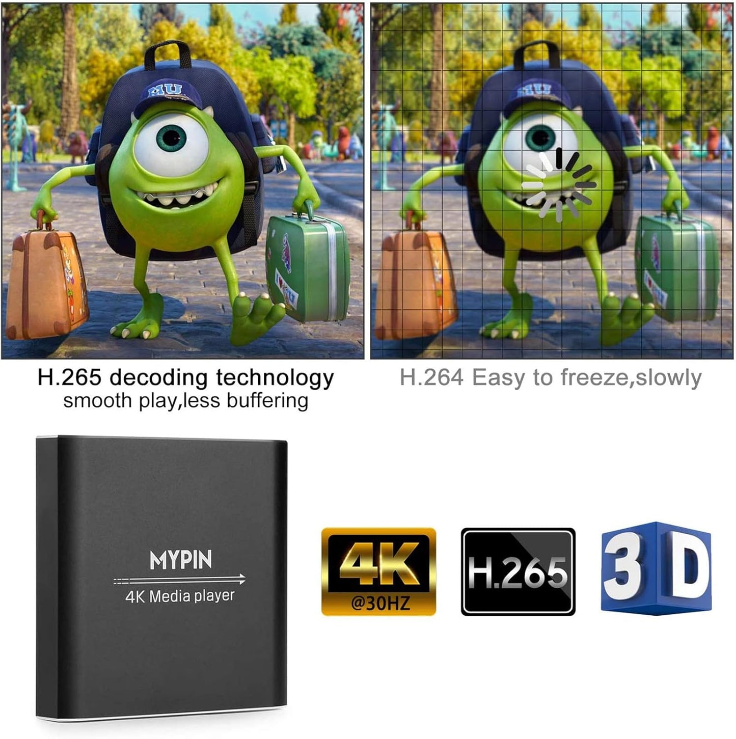 4K Media Player with Remote Control,Digital MP4 Player for 8TB HDD/USB Drive/TF Card/H.265 MP4 PPT MKV AVI Support HDMI/AV/Optical Out and USB Mouse/Keyboard-HDMI up to 7.1 Surround Sound…