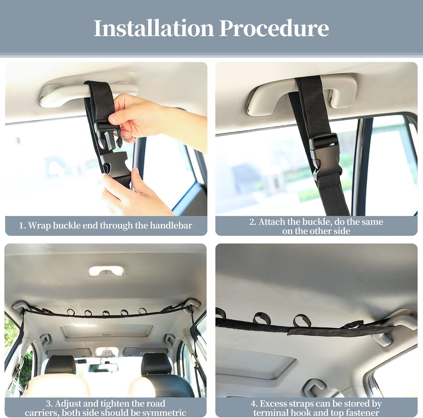 Raynesys 2 Pack Vehicle Fishing Rod Holder, Car Adjustable Fishing Rod Holder Fishing Rod Rack, Easy Install Fishing Car Rod Carrier Belt Strap for Long Travel and Fishing for SUV, Wagons, Van, Black