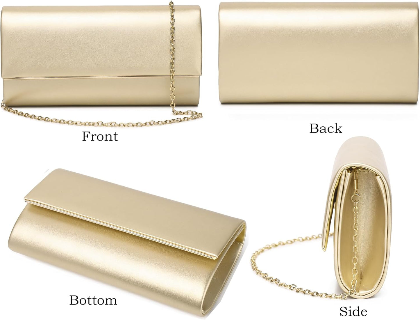 MUDUO Patent Leather Envelope Clutch Purse Shiny Candy Foldover Clutch Evening Bag for Women (7018-Silver)