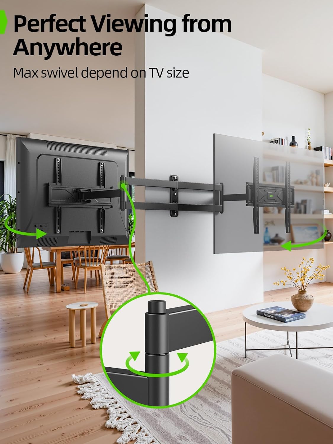 USX MOUNT Full Motion TV Wall Mount for Most 26-60 inch TVs up to 80 Lbs, Wall Mount TV Bracket with Articulating Swivel Tilting, Single Stud TV Mount, Max VESA 400x400mm, XMM904