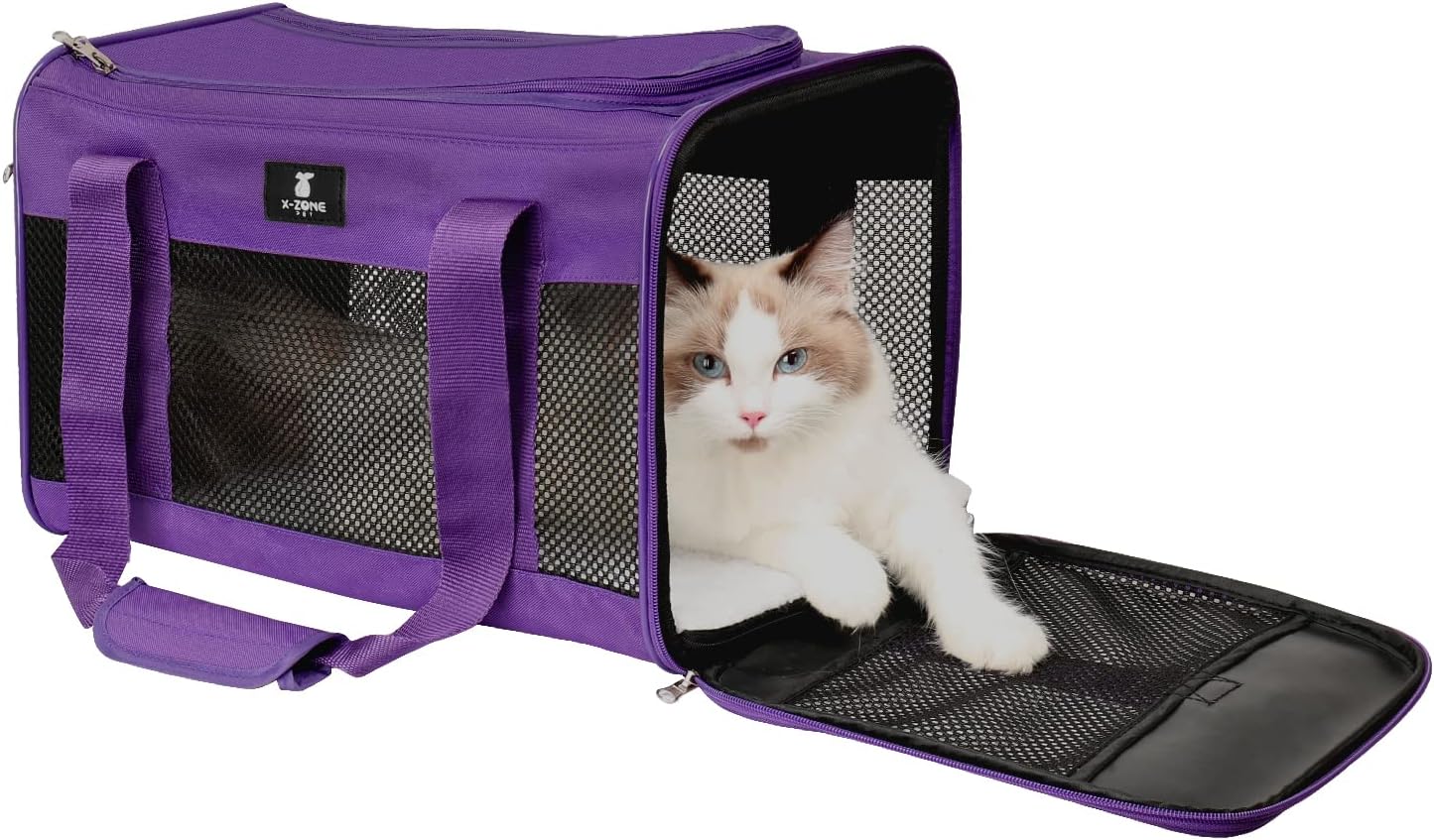 X-ZONE PET Cat Carrier Dog Carrier Pet Carrier for Small Medium Cats Dogs Puppies of 15 Lbs,Airline Approved Soft Sided Pet Travel Carrier,Dog Carriers for Small Dogs - Black Grey Purple Blue Brown