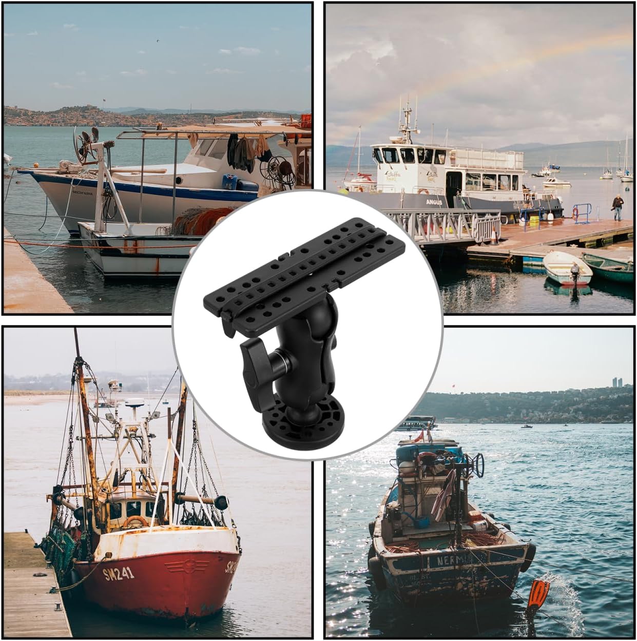 Multifunctional Fish Finder Rack Platform Adjustable Fish Finder Bracket for Kayak and Boat Navigation Easy Install Nylon and Silicone Holder