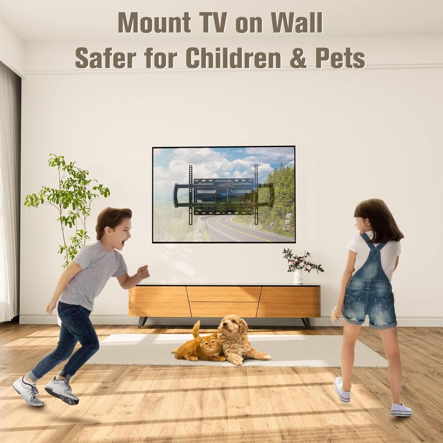 Mounting Dream TV Mount Bracket for Most 42-82 Inch Flat Screen TVs, Full Motion TV Wall Mounts with Swivel Articulating Dual Arms, Max VESA 600x400mm, 100 LBS Loading, Fits 16" Wood Studs, MD2296