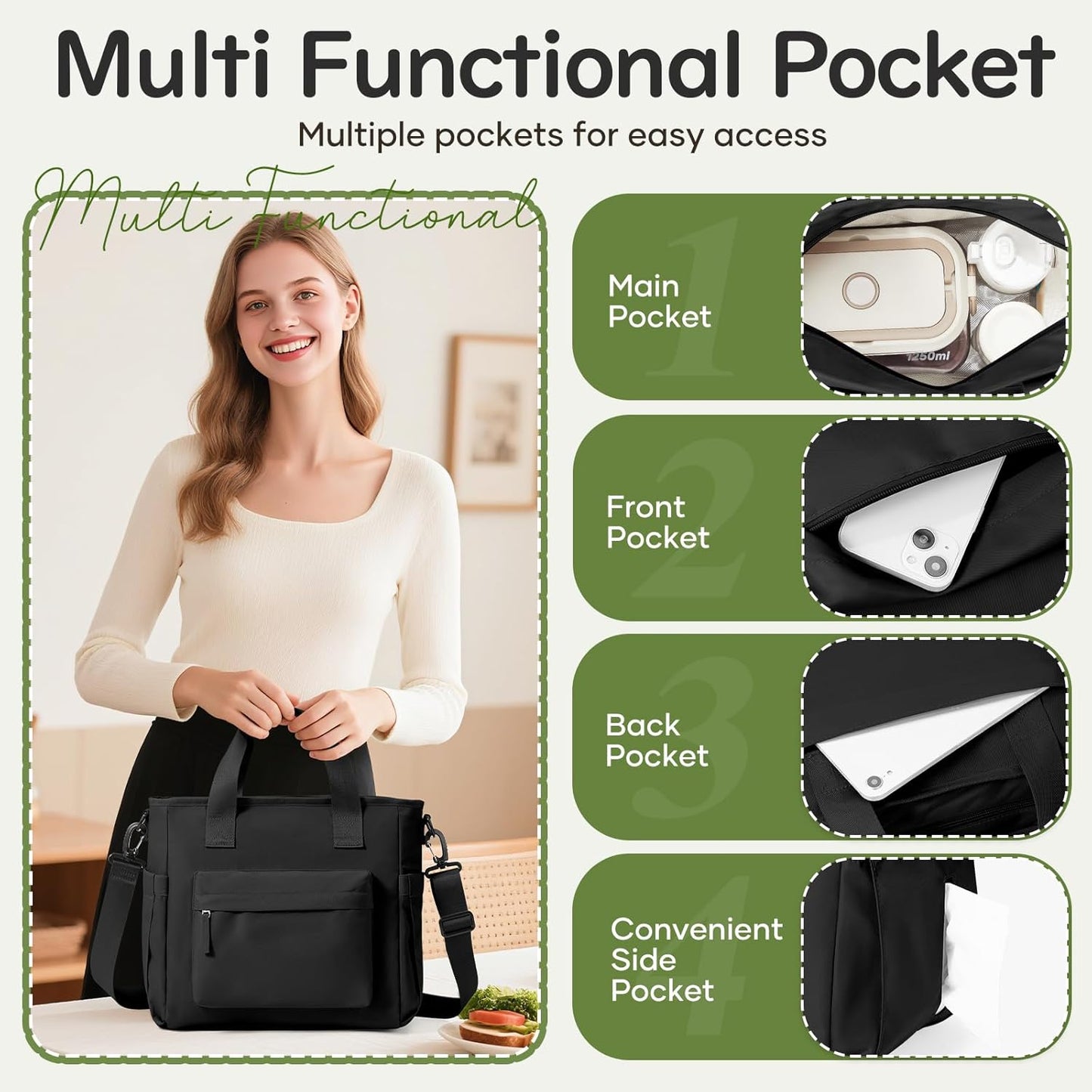 Lunch Bag Insulated Lunch Box Leakproof Lunch Tote Bags for Women Men,Portable Thermal Cooler Bag Lunch Containers with Shoulder Strap for Work, Family, Picnic, School, Outdoor,BBQ C2-Pinkpurple