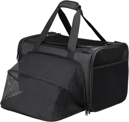 Alioth Cat Carrier, Soft-Sided Mesh Pet Airline Travel Carrier Bag, Portable Small Medium Cats Carrier, Collapsible Breathable Puppy Carrier, Black