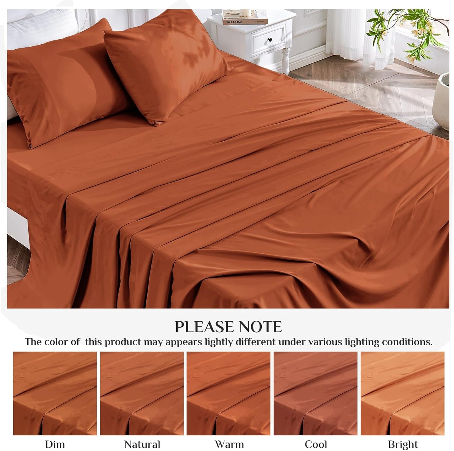 JOLLYVOGUE Queen Size Bed Sheet Set - 4 Piece Bed Sheets Set with Deep Pocket - Soft Breathable & Cooling - Resists Shrinkage & Fading Draps Queen - Easy Care (Dark Grey)