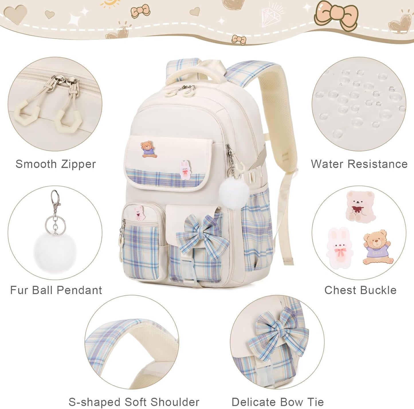 ACESAK Girls Backpack - 3PCS Backpack for Girls Cute School Backpacks for Girls Kindergarten