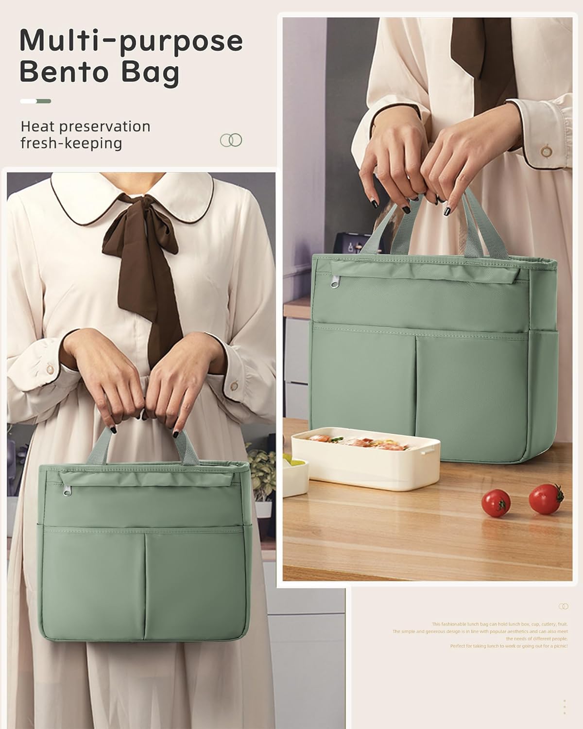 Lunch Bag Insulated Lunch Box Leakproof Lunch Tote Bags for Women Men,Portable Thermal Cooler Bag Lunch Containers with Shoulder Strap for Work, Family, Picnic, School, Outdoor,BBQ C2-Pinkpurple
