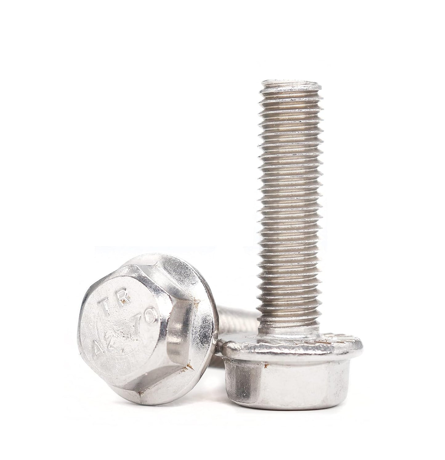 binifiMux 4pcs M10-1.25 x 70mm Serrated Flanged Hex Bolts Flange Hexagon Screws, Stainless Steel 18-8 (304), Plain Finish, DIN 6921