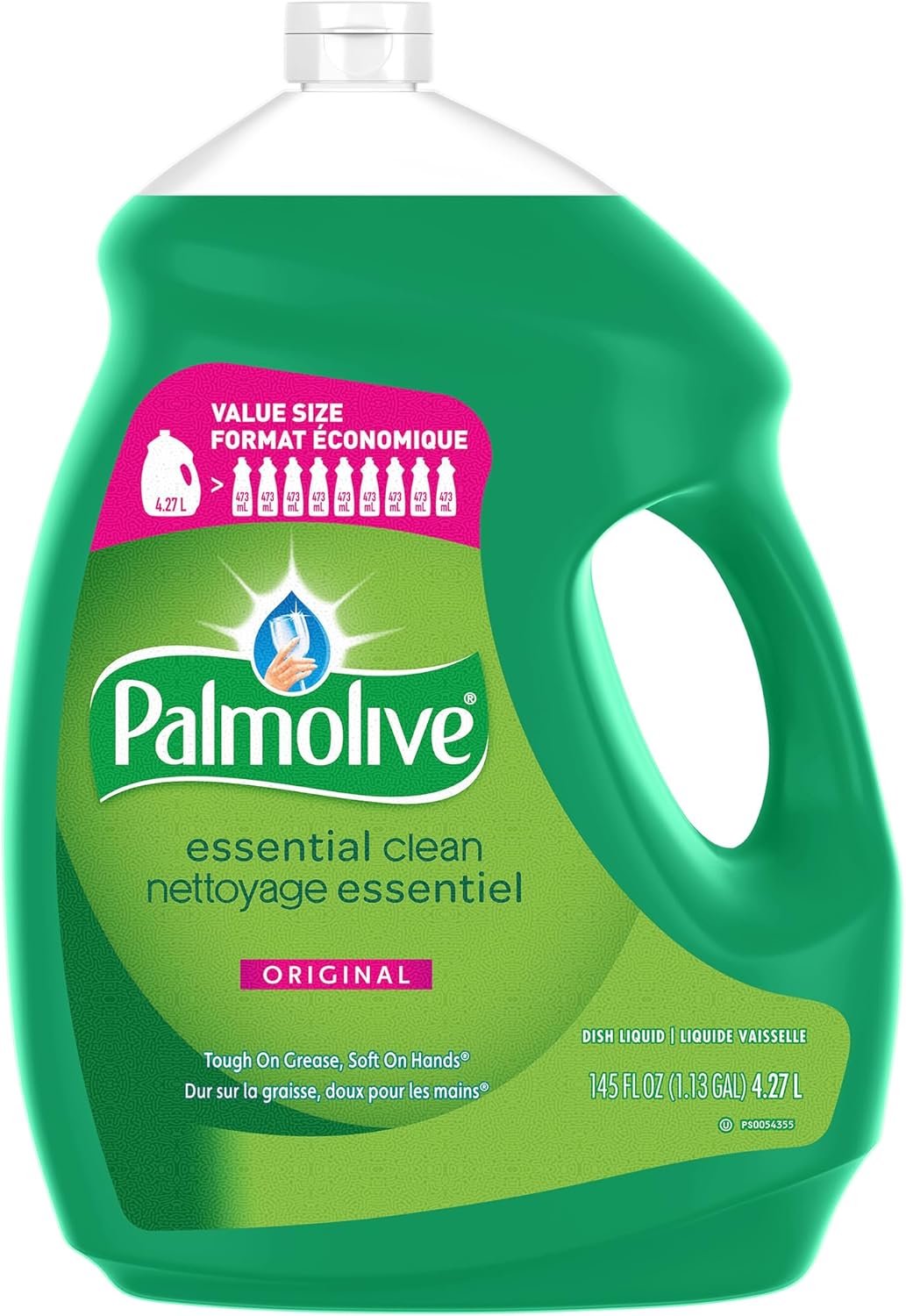 Palmolive Essential Clean Dish Soap, Original Scent 4.27 L - Biodegradable, Phosphate & Paraben Free Liquid Dish Soap - Removes Grease & Grimes from Dishes