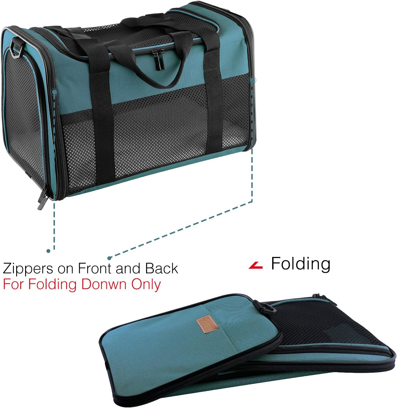 Akinerri Airline Approved Pet Carriers,Soft Sided Collapsible Pet Travel Carrier for Medium Puppy and Cats (Medium, Blue)