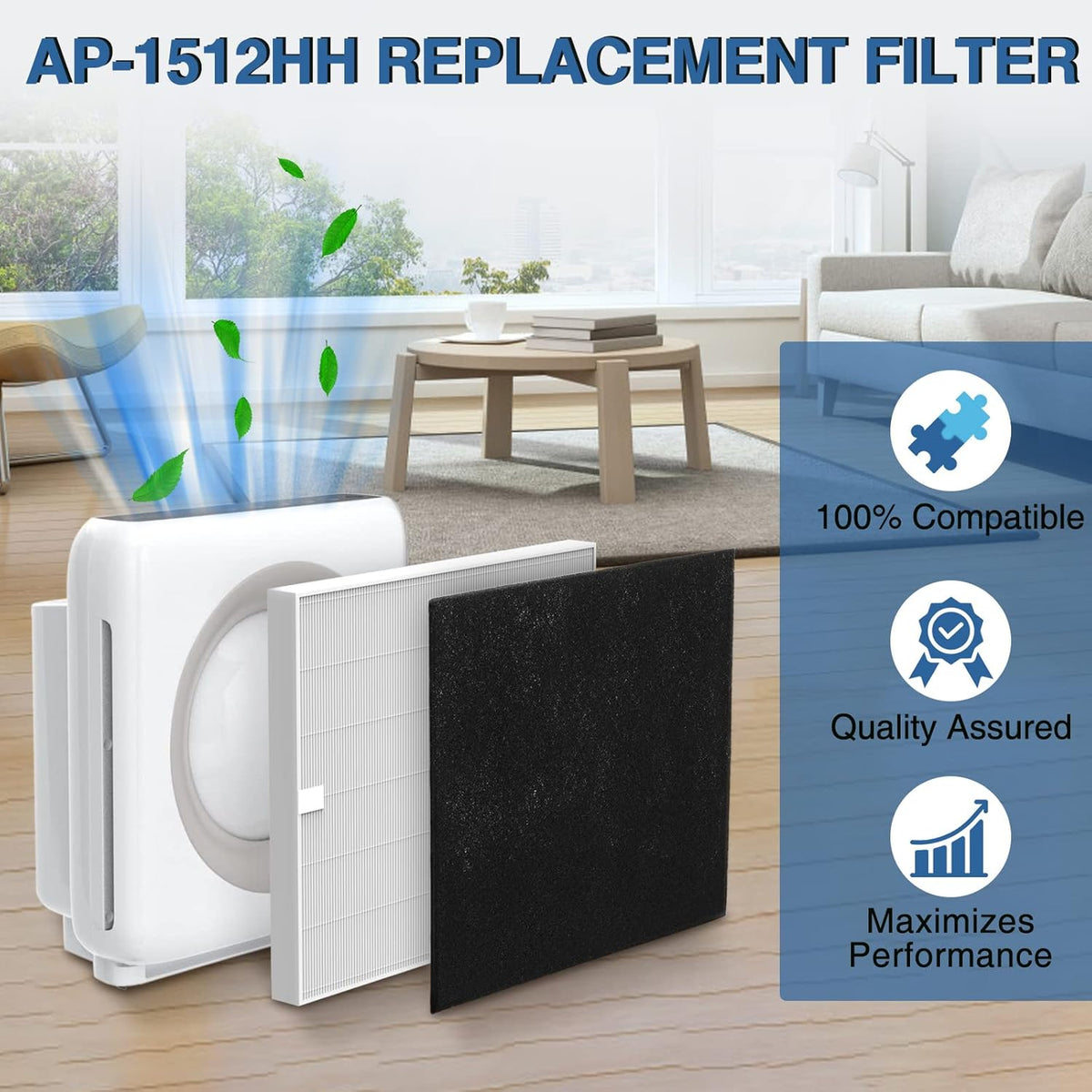 AP-1512HH Air Purifier Replacement Filter Set for Coway Airmega AP-1512HH and and Airmega 200M air Purifier, 2 HEPA and 6 Carbon Filters Compared to Part #3304899 - PuriLite