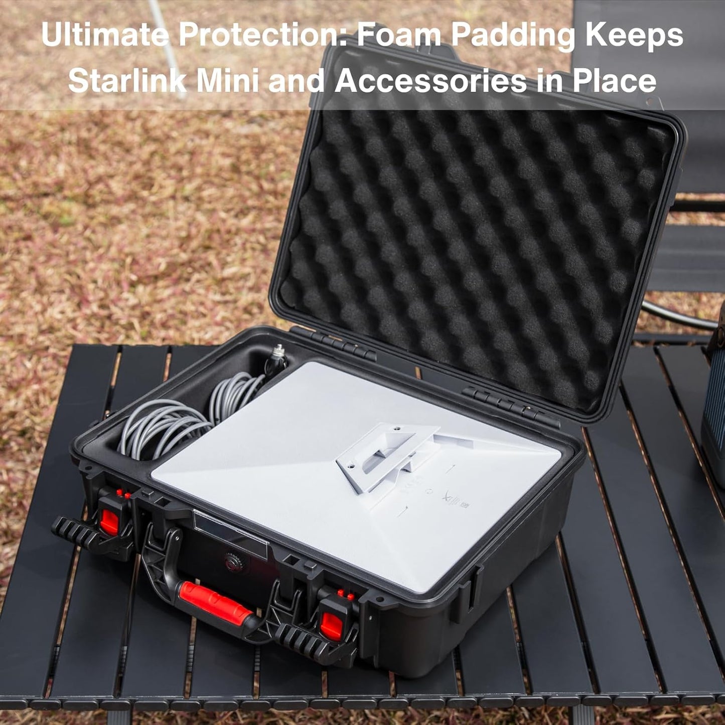Steinwhale IP67 Waterproof Storage Case for Starlink Mini, Built with Waterproof Seal and Safe Latch System, Protective Hard Case with Foam Padding Keep Dish Safe, Portable for Travel and Outdoor Use
