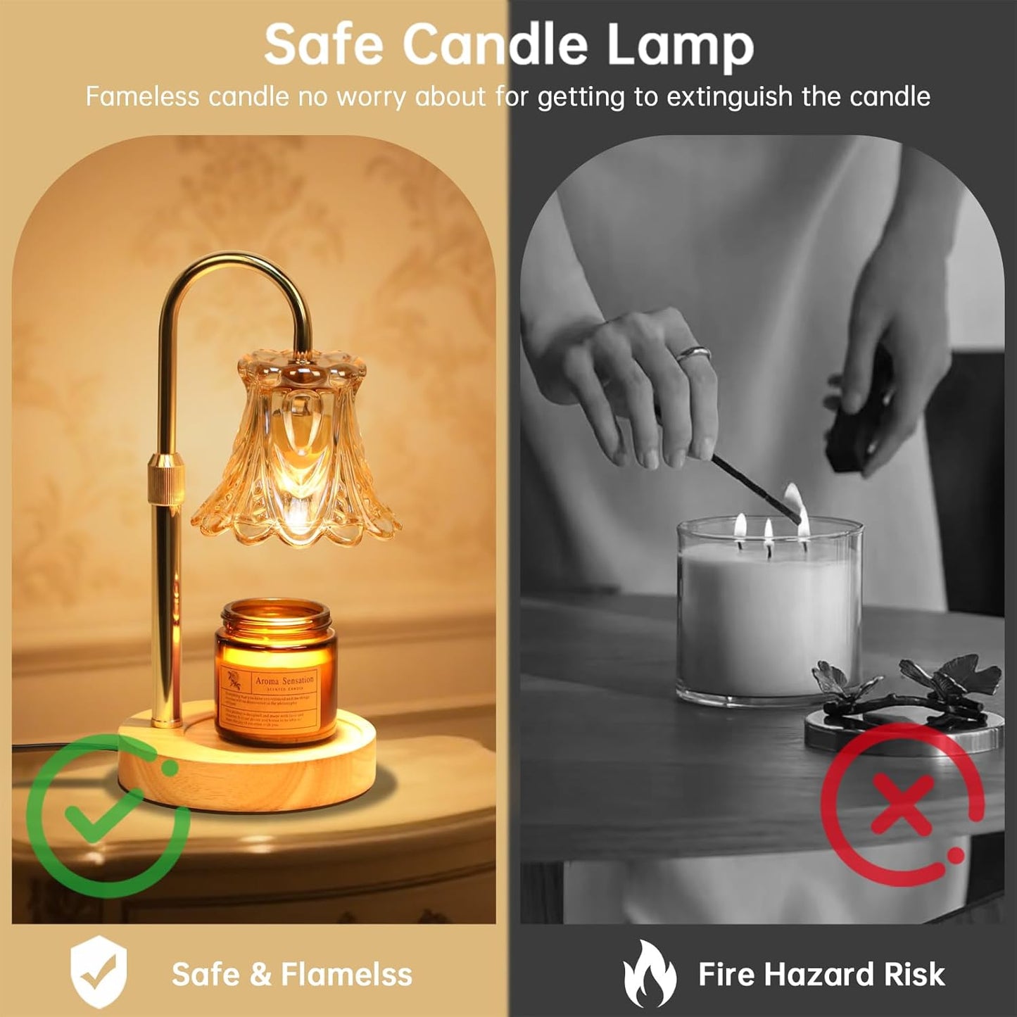 GEEZO Fragrance Candle Warmer Lamp,Electric Candle Warmer with Timer & Dimmer, Mom Christmas Birthday Gifts for Women, House Warming Gifts New Home Bedroom Decor