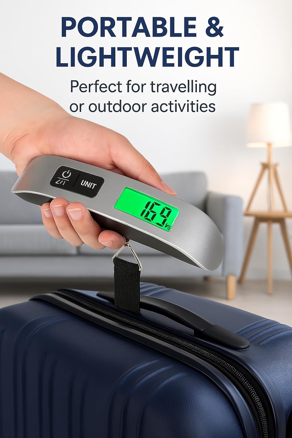 Purilite Select Digital Luggage Scale – Portable Hanging Baggage Weight Scale with LCD Display (110 lb / 50 kg)