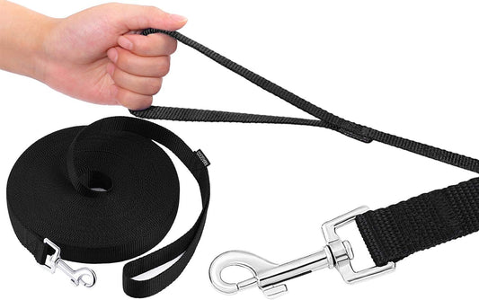 AMAGOOD Dog/Puppy Obedience Recall Training Agility Lead-15 ft 20 ft 30 ft 50 ft Long Leash-for Dog Training,Tie Out,Play,Safety,Camping (15 feet, Black) - PuriLite