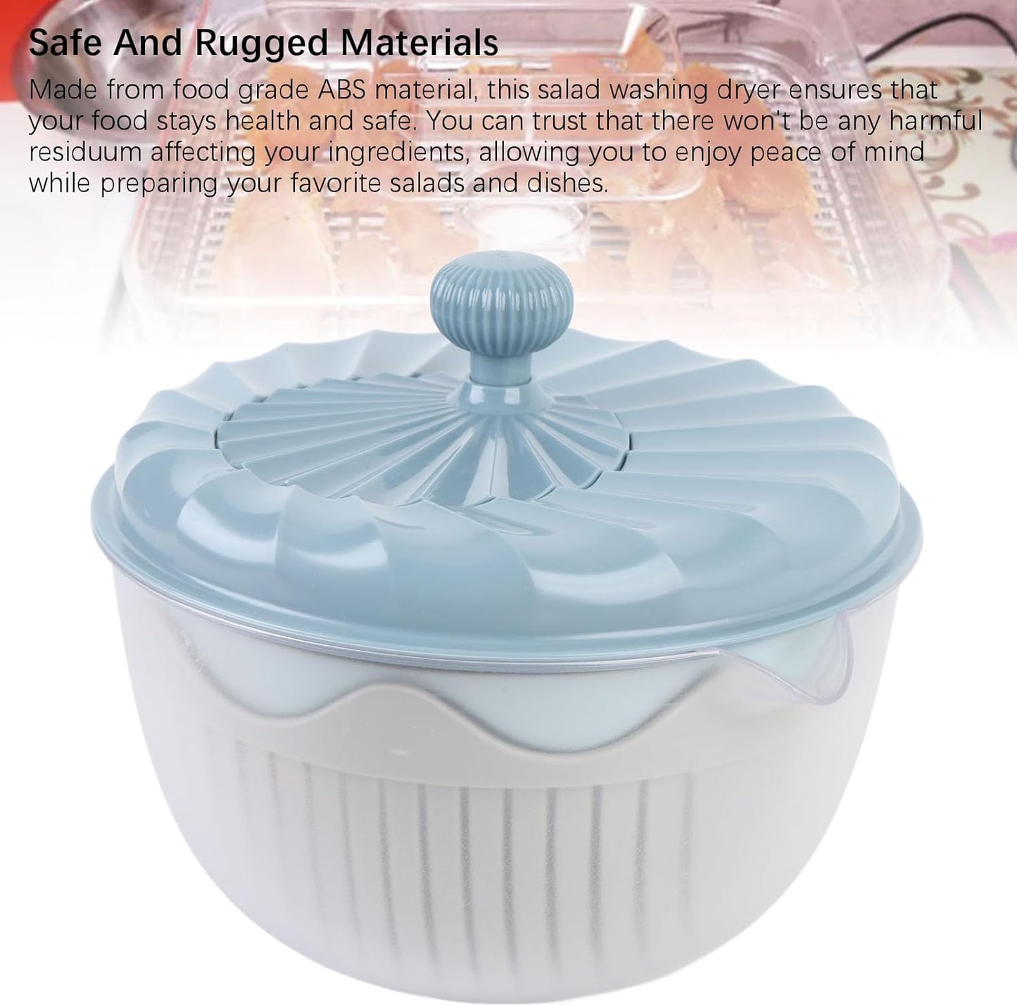 Salad Spinner, Efficient Lettuce Spinner Vegetables Fruits Wash Bowl Quick Drying Multifunctional Green Salad Dryer for Washing and Draining Greens, Fruits (Beige)