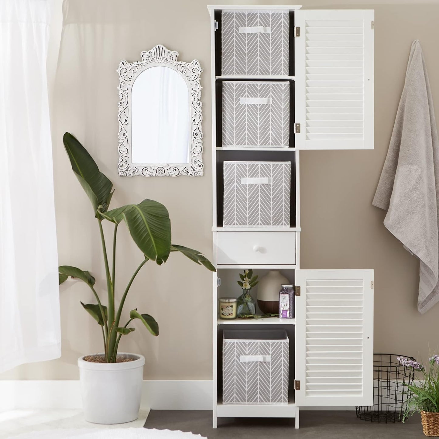 DII Foldable Fabric Storage Containers for Nurseries, Offices, Closets, Home Decor, Cube Organizers & Everyday Storage Needs, (Large - 11 x 11 x 11) Scroll Nautical Blue - Set of 2