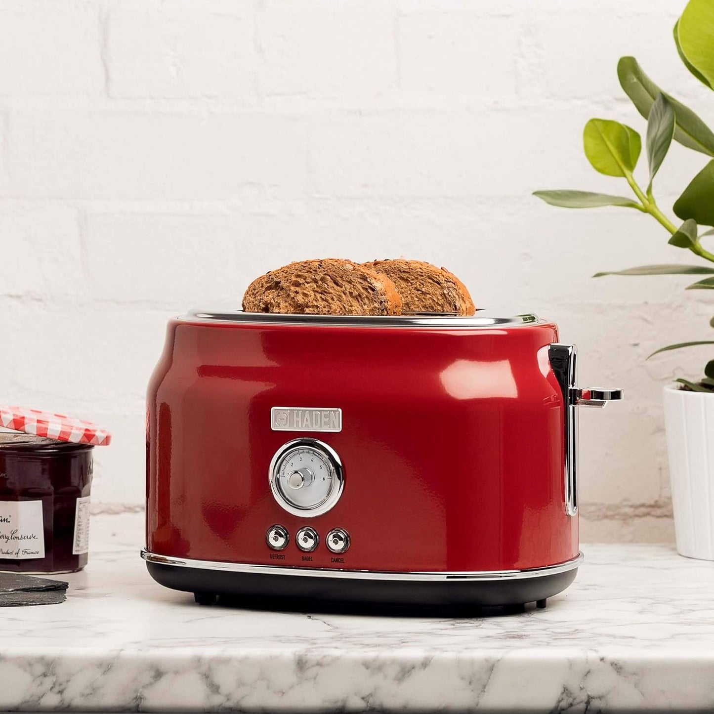 Haden Dorset 75083 Stainless Steel 1500W Retro Toaster 4 Slice Wide Slot w/Removable Crumb Tray and Settings, Black/Copper Toasters w/Adjustable Browning Control, Smart Toaster