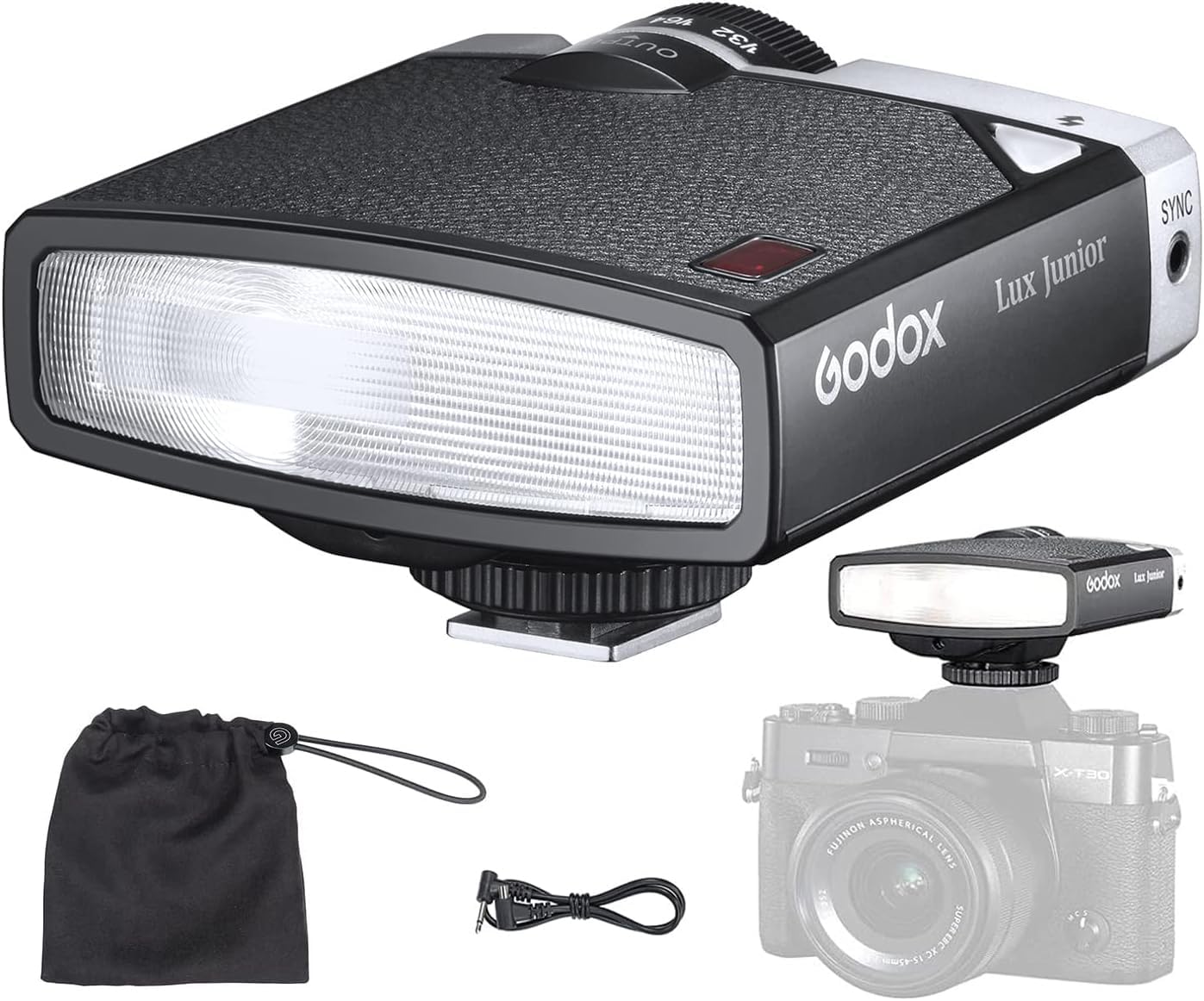 Godox Lux Junior Retro Camera Flash Speedlight GN12 6000K Color Temperature 28mm Focal Length Replacement Compatible for Canon Nikon Sony Fuji Olympus Cameras