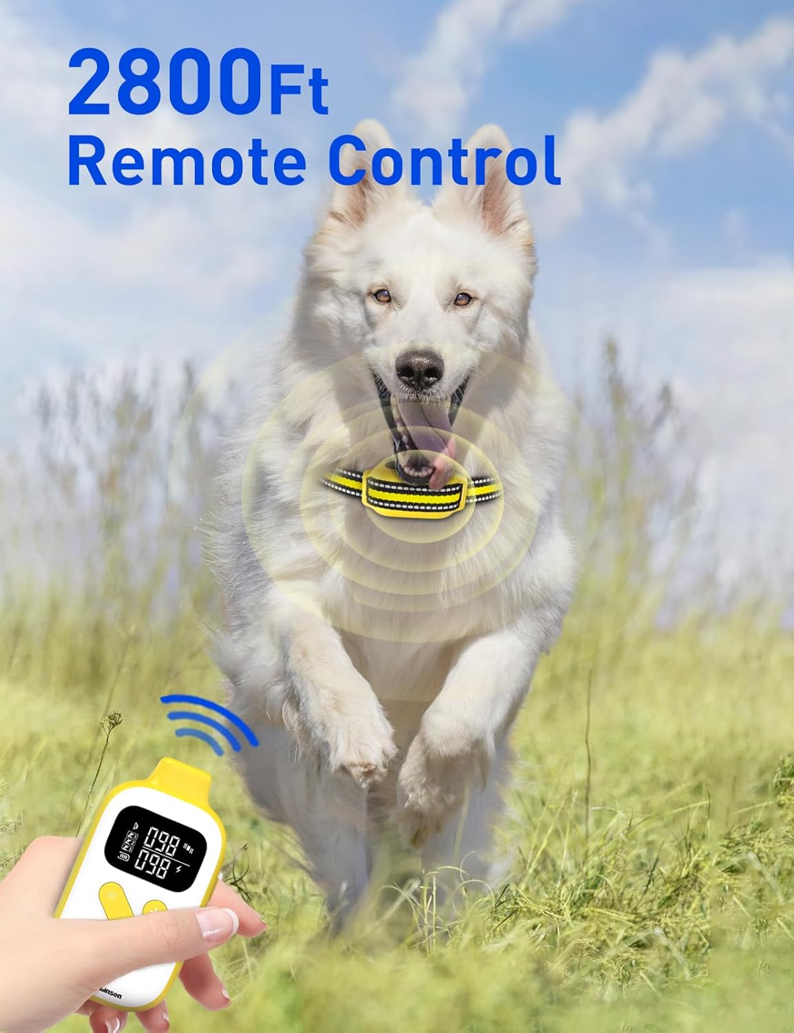 DOGLinsen 2-in-1 Bark and Shock Collar for Dogs, Smart Anti Barking Dog Training Collar with 5 Adjustable Sensitivity, Automatic Bark Collar with Remote, Vibration, Beep, Shock and Automatic