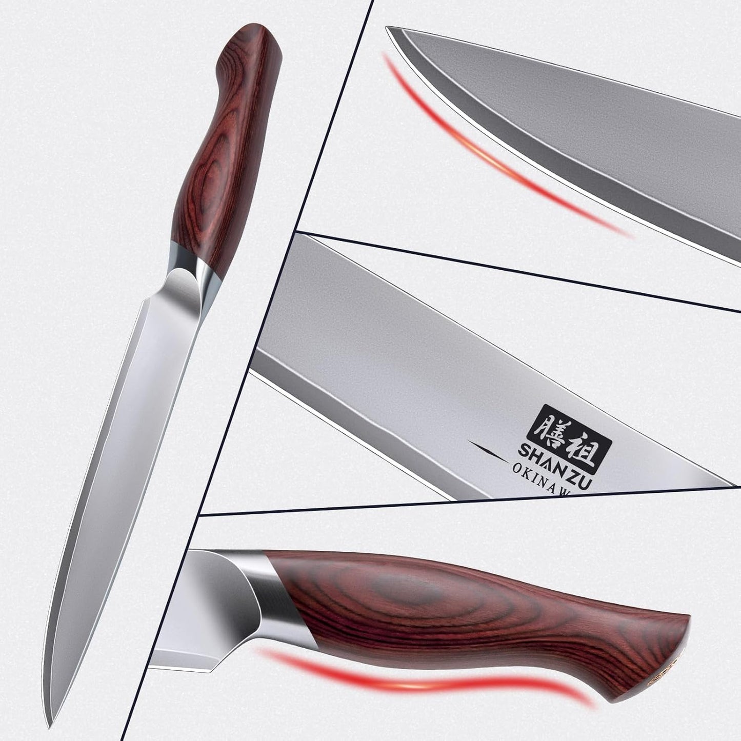 SHAN ZU Fillet Knife 7 inch, Razor Sharp Boning Knife for Meat in 10Cr15Mov Japanese High Carbon Steel Fish Knife, Professional Kitchen with Flexible Blade and Ergonomic Pakkawood Handle