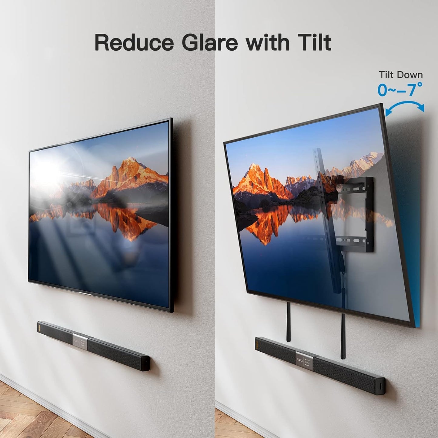 Pipishell Tilt TV Wall Mount Bracket Low Profile for Most 37-75 Inch LED LCD OLED Plasma Flat Curved TVs, Large Tilting Mount Fits 16"-24" Wood Studs Max VESA 600x400mm Holds up to 132lbs