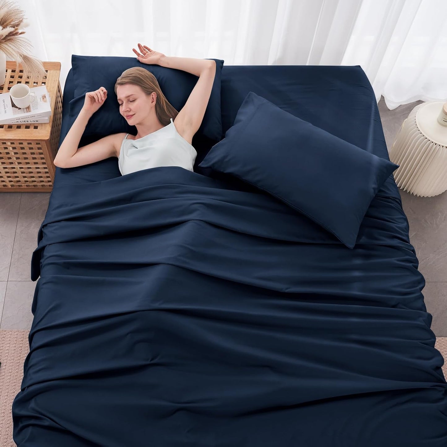 JOLLYVOGUE Queen Size Bed Sheet Set - 4 Piece Bed Sheets Set with Deep Pocket - Soft Breathable & Cooling - Resists Shrinkage & Fading Draps Queen - Easy Care (Dark Grey)