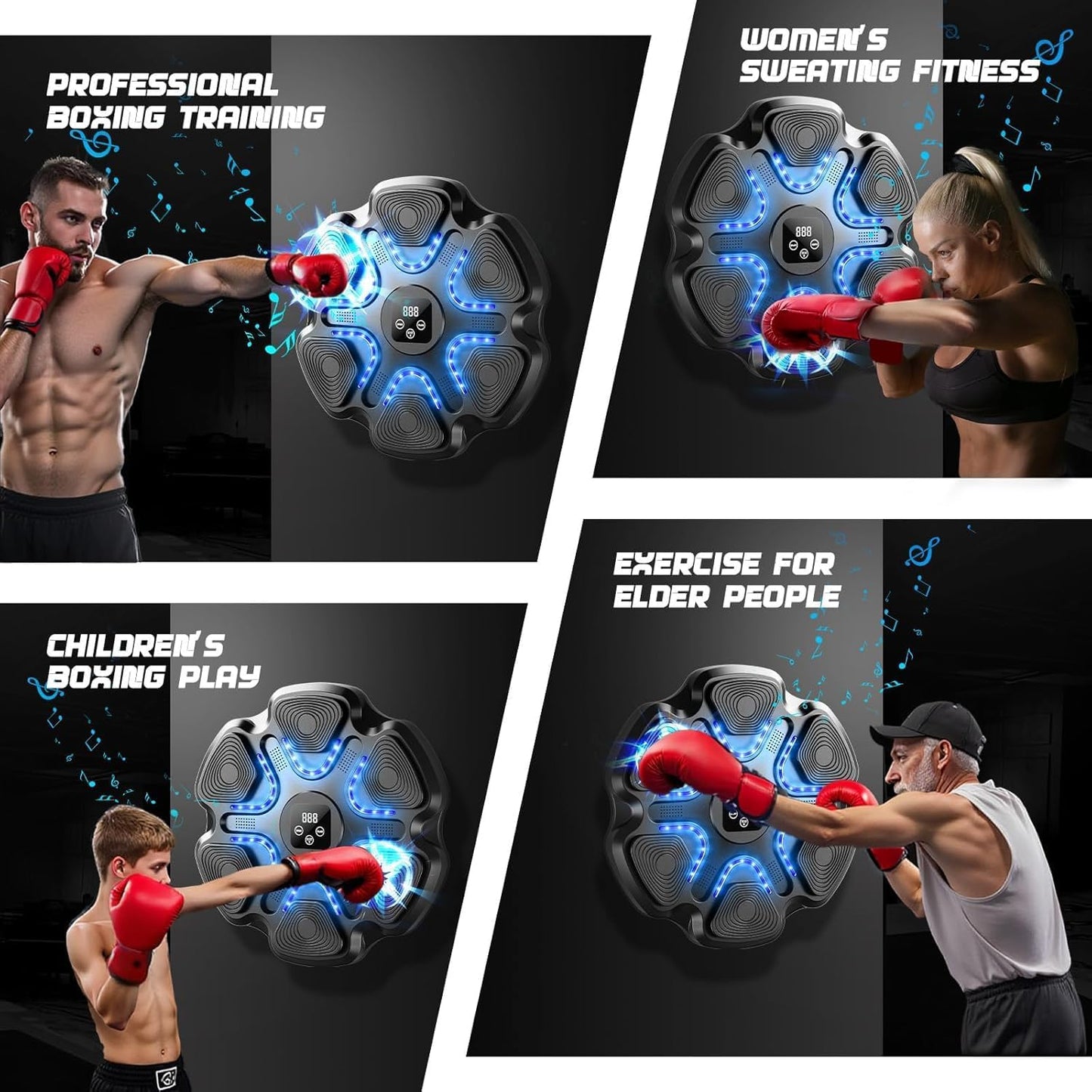 Music Boxing Machine, Music Punching Machine for Adults Kids, Smart Bluetooth Boxing Training Equipment with Gloves Wall Mounted, Workout Punching Machine for Home,Office and Gym