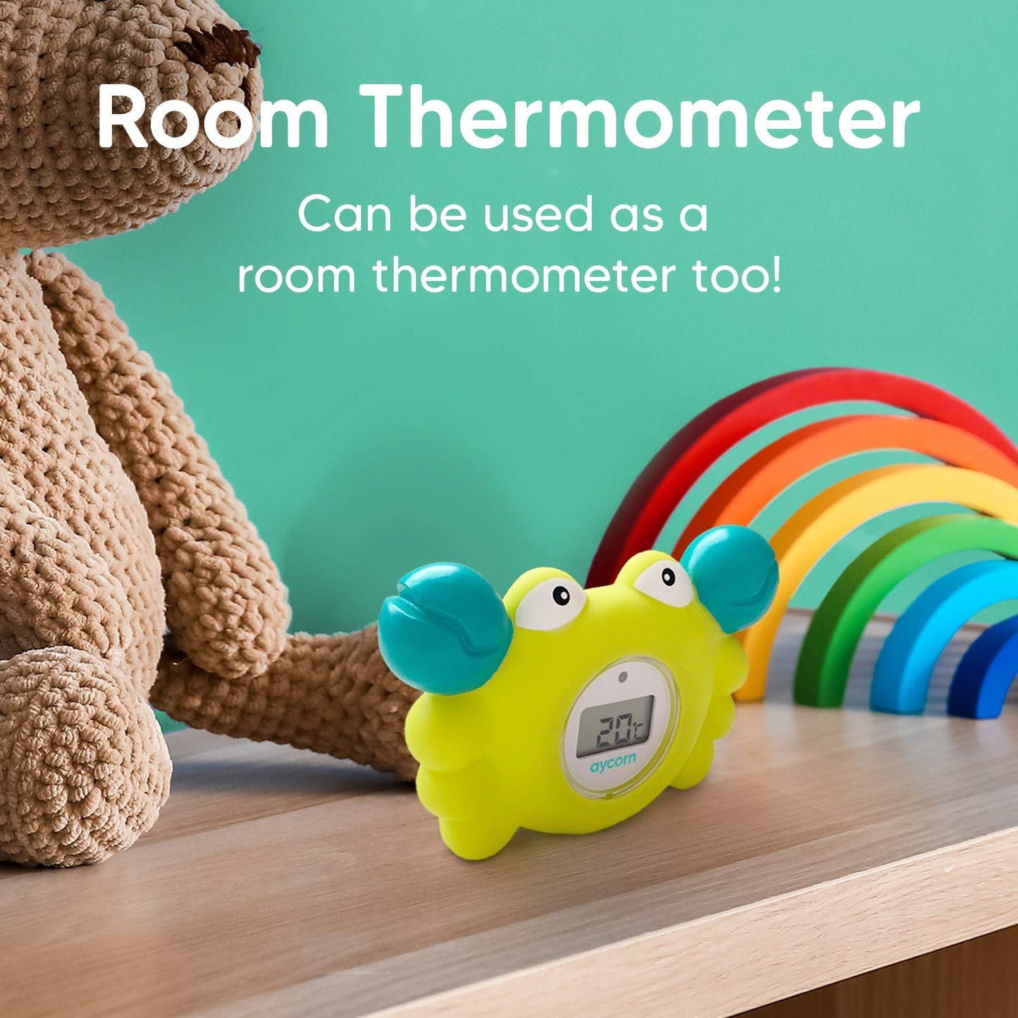 Aycorn Digital Baby Bath Thermometer Baby Safety - Celsius Water Temperature Thermometer & Room Thermometer with LED Display and Temperature Warning - Infant Baby Bath Toys Floating Toy Thermometer
