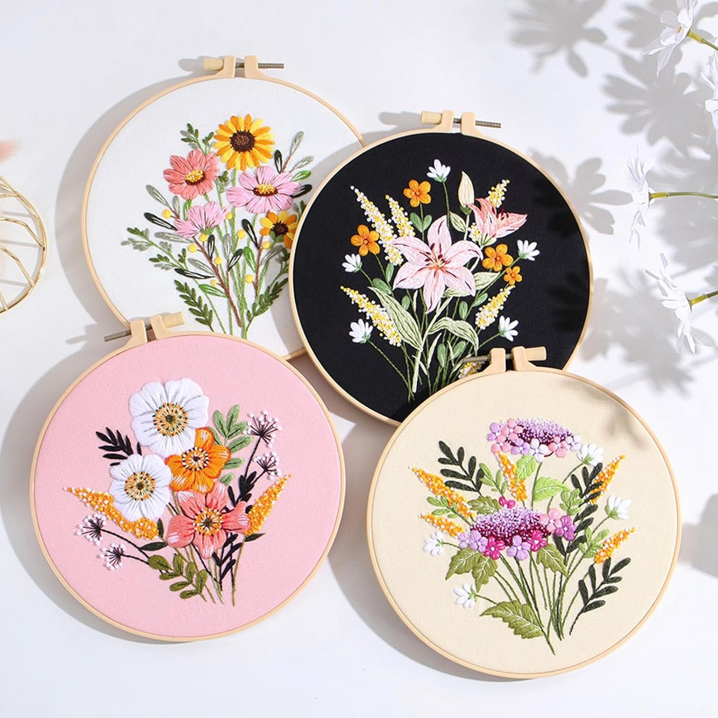Purilite Select 3-Sets Flower Embroidery Kit