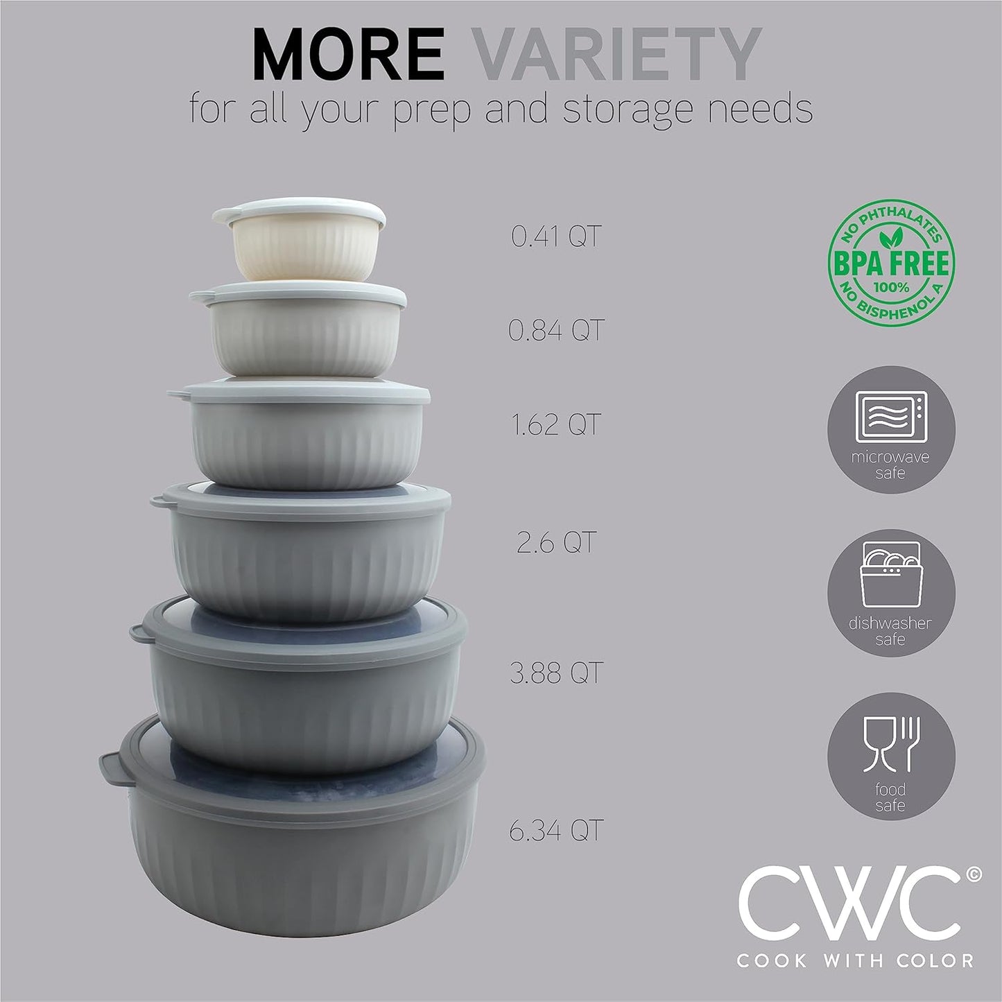 COOK WITH COLOR Prep Bowls with Lids- 8 Piece Nesting Plastic Small Mixing Bowl Set with Lids (Teal Ombre)