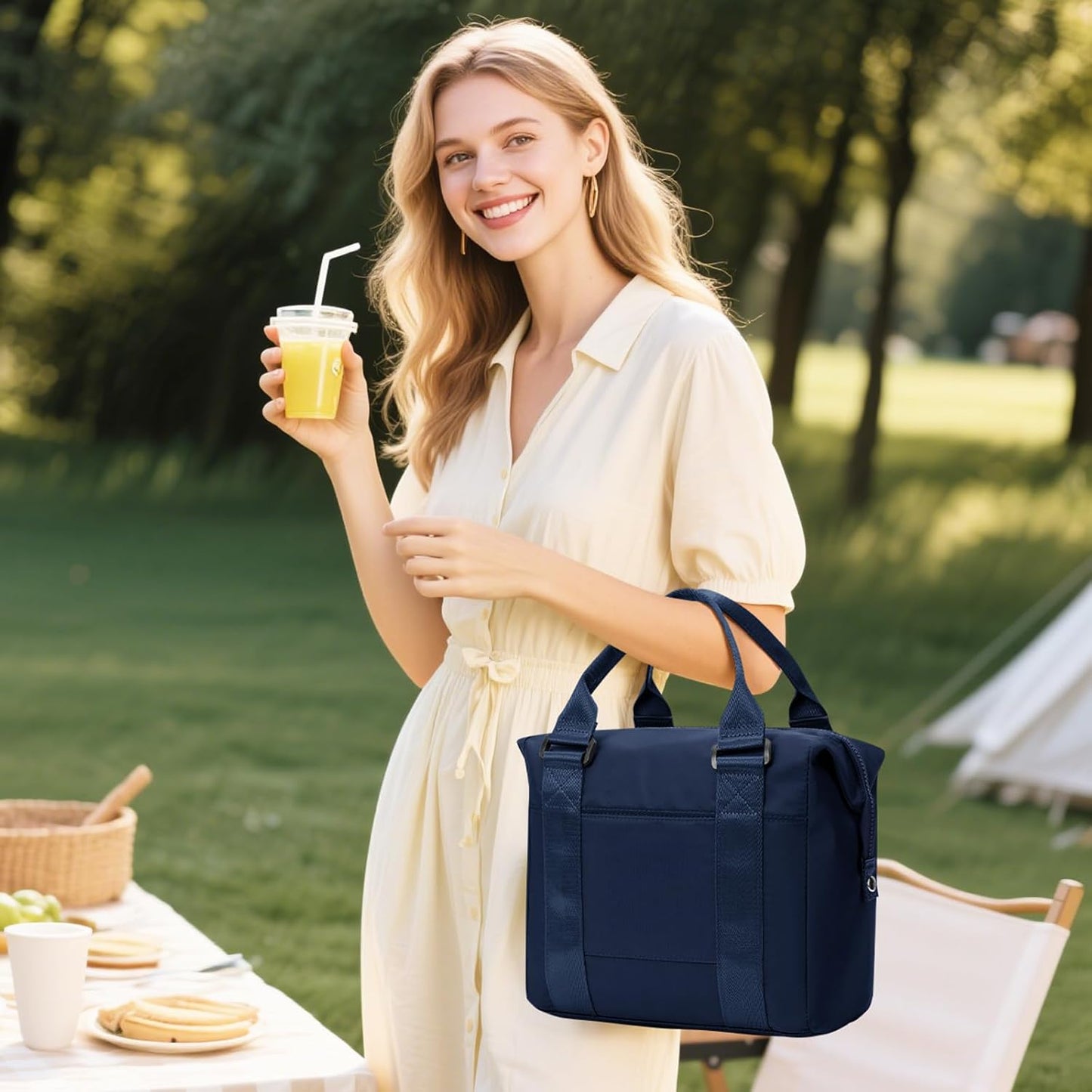 Lunch Bag Insulated Lunch Box Leakproof Lunch Tote Bags for Women Men,Portable Thermal Cooler Bag Lunch Containers with Shoulder Strap for Work, Family, Picnic, School, Outdoor,BBQ C2-Pinkpurple
