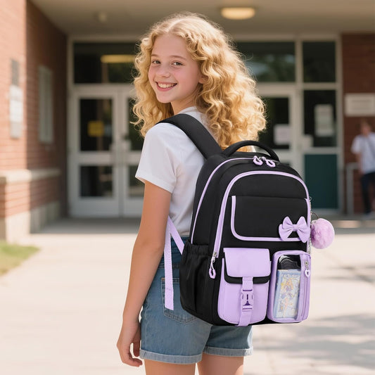 Girls Backpack, School Backpack for Girls, Cute Bow Kids Bookbag for Grils Children Teens for Elementary