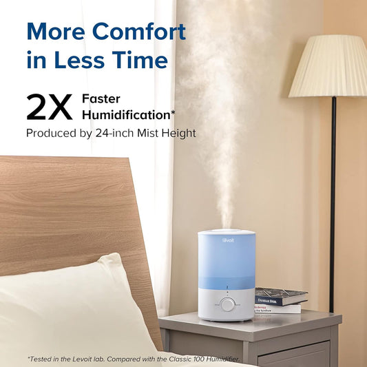3L Cool Mist Humidifier for Bedroom and Large Room Top Fill Quiet Ultrasonic Humidifier with 360 Degree Nozzle for Nursery Home and Plants - PuriLite