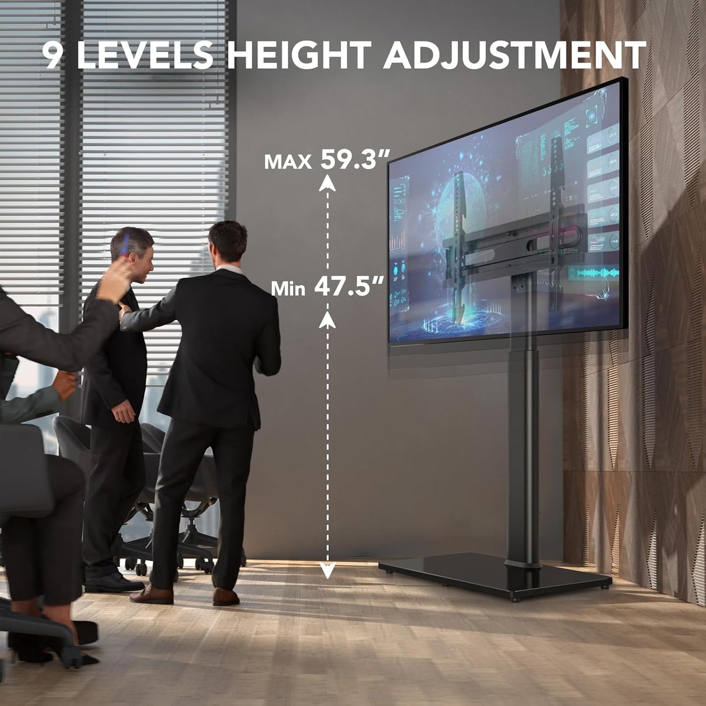 Universal Floor TV Stand with Mount 80 Degree Swivel Height Adjustable and Space Saving Design for Most 27 to 65 inch LCD, LED OLED TVs, Perfect for Corner & Bedroom AX1006TB