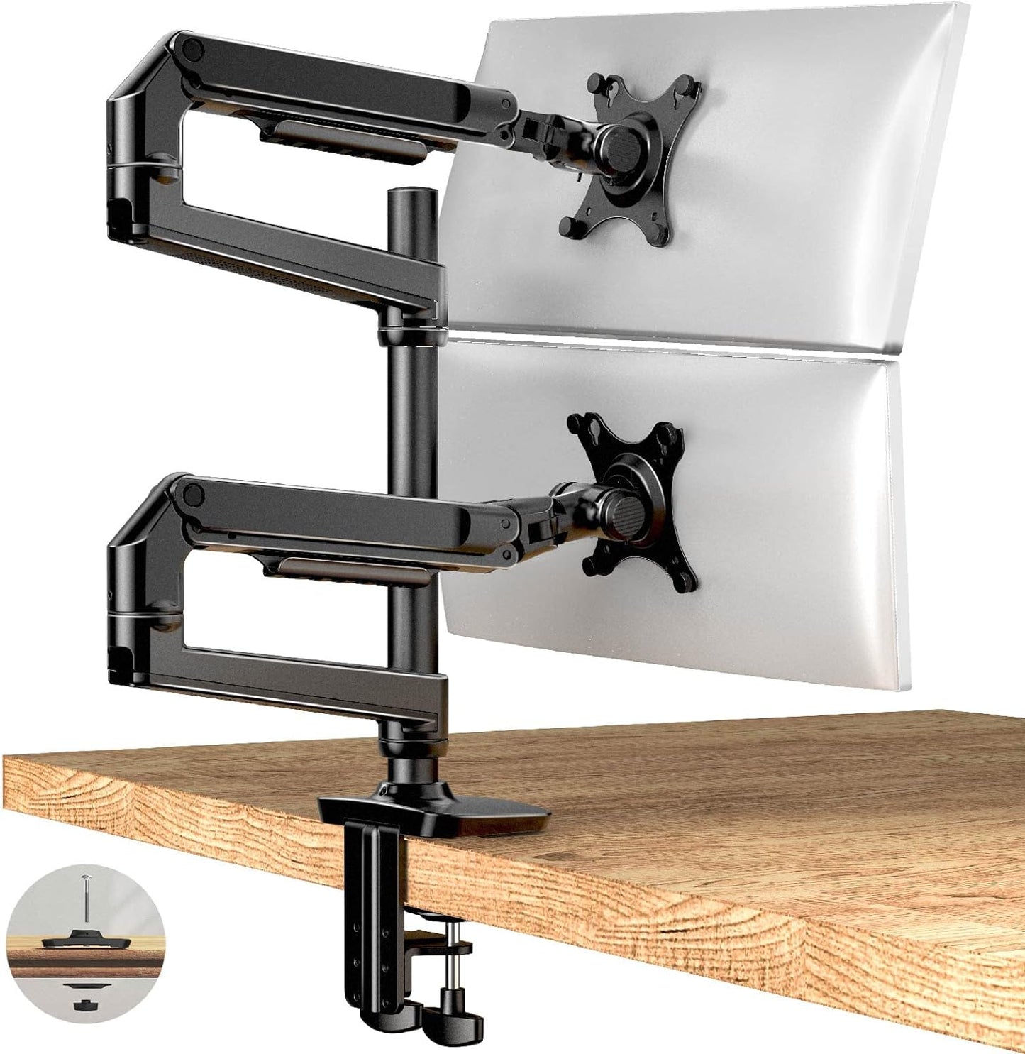 ErgoUnion Dual Monitor Stand for Desk, Vertical Dual Monitor Mount with Wide Range of Motion, Dual Monitor Arm for 17-40" Screen up to 25 lbs Each, Computer Monitor Stand for 2 Monitors - Black