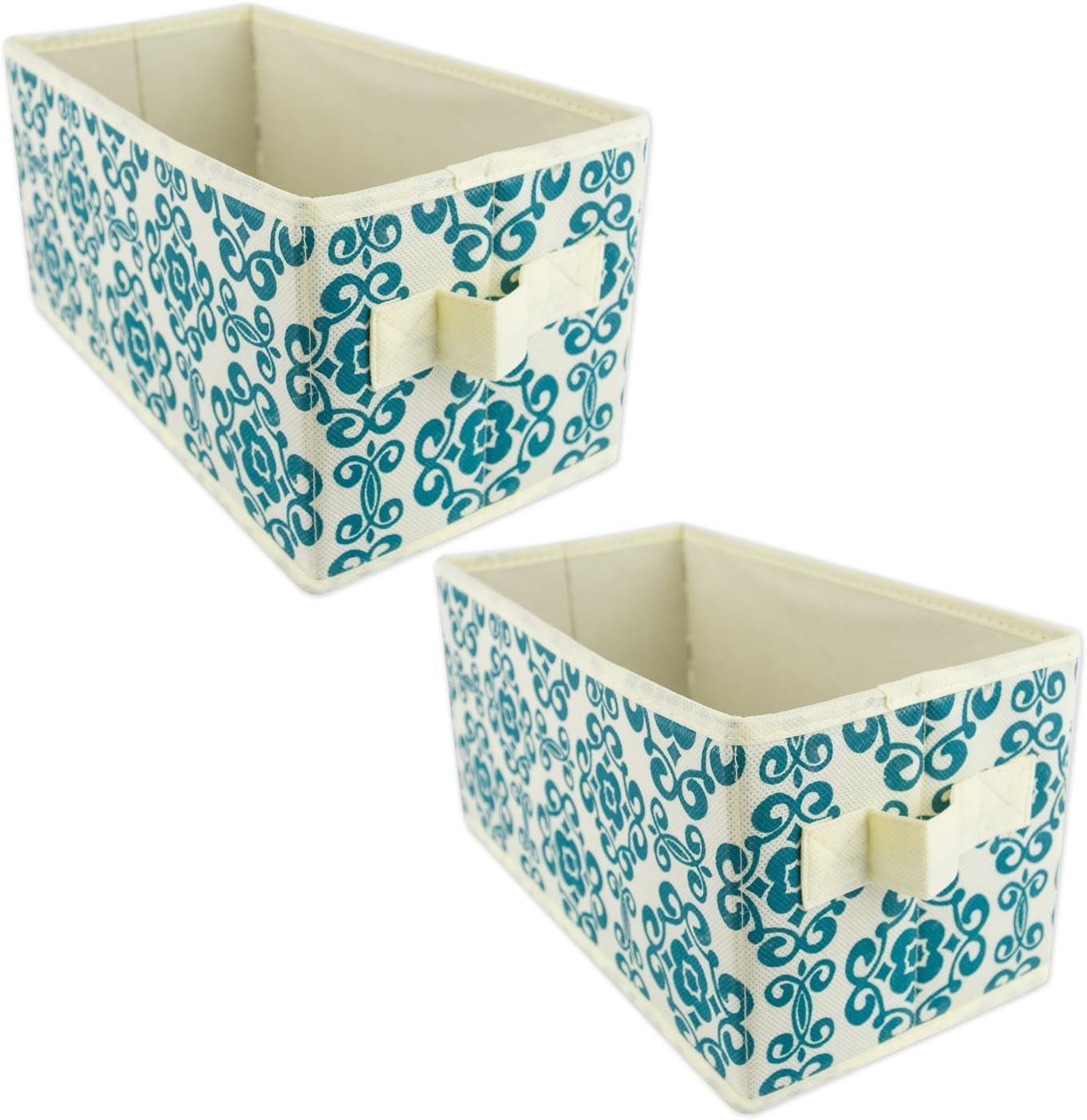 DII Foldable Fabric Storage Containers for Nurseries, Offices, Closets, Home Decor, Cube Organizers & Everyday Storage Needs, (Large - 11 x 11 x 11) Scroll Nautical Blue - Set of 2