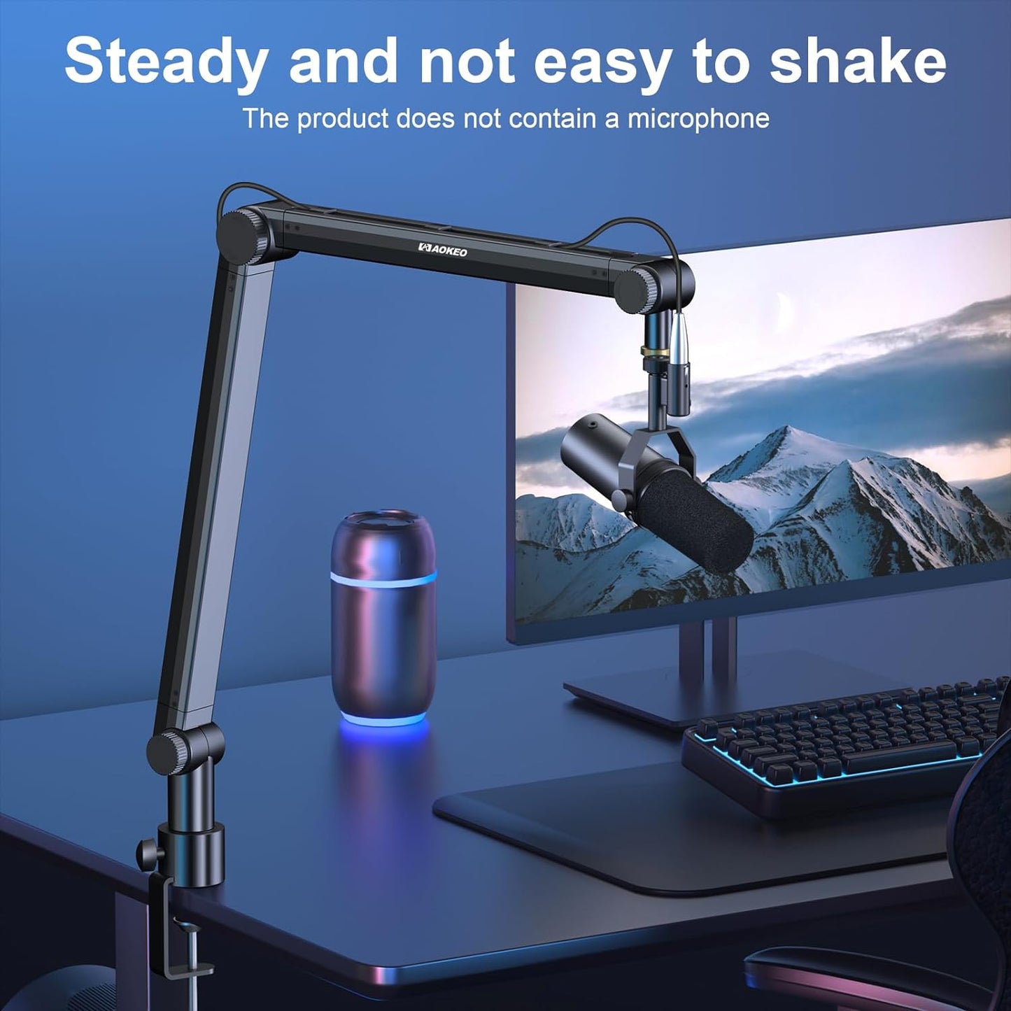 Microphone Arm,Aokeo AK-35 Microphone Desk Stand-Microphone Suspension Boom Scissor Arm Stand For Blue Yeti,Blue Snowball iCE,QuadCast,Elgato
