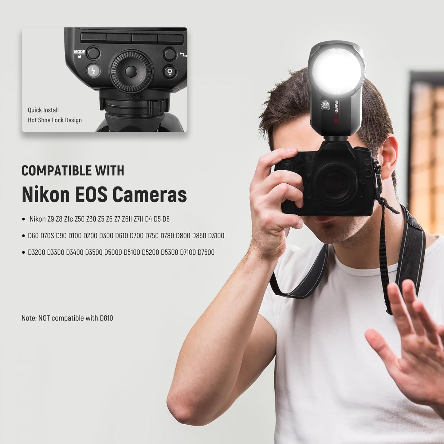 NEEWER Z2-N 2.4G TTL Round Head Flash Speedlite Compatible with Nikon Cameras, 76Ws 1/8000s HSS with Diffuser, 2 Modeling Lamps, Upgraded UI, TTL/M Toggle Key, 3000mAh Battery, 600 Full Power Flash