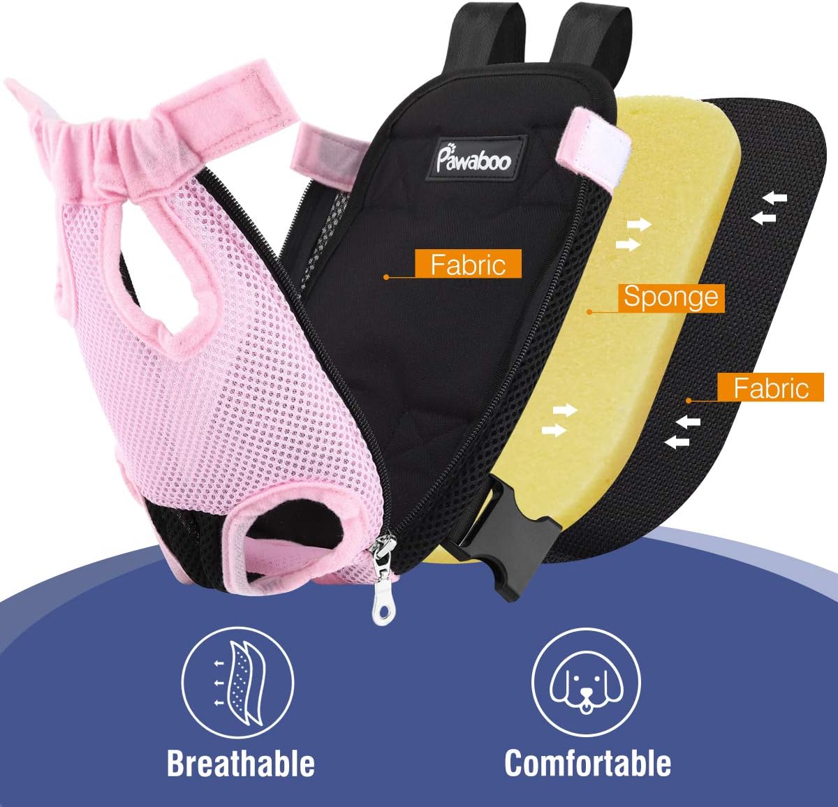 Pawaboo Pet Carrier Backpack, Adjustable Pet Front Cat Dog Carrier Backpack Travel Bag, Legs Out, Easy-Fit for Traveling Hiking Camping for Small Medium Dogs Cats Puppies, Medium, Black