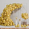 Gold Metallic Chrome Latex Balloon Arch Kit, 102PCS 18In 12In 10In 5In Arch Garland For Festival Picnic, Engagement, Wedding, Birthday Party, Gold Theme Anniversary Decoration With 33FT Ribbon