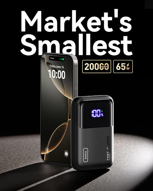 INIU Power Bank, 20000mAh 65W Ultra Small USB C Laptop & Phone Portable Charger, Fast Charging Flight Cruise Ship Family Essentials Traveling Battery Pack for College Students Teen Boys Girls, Orange