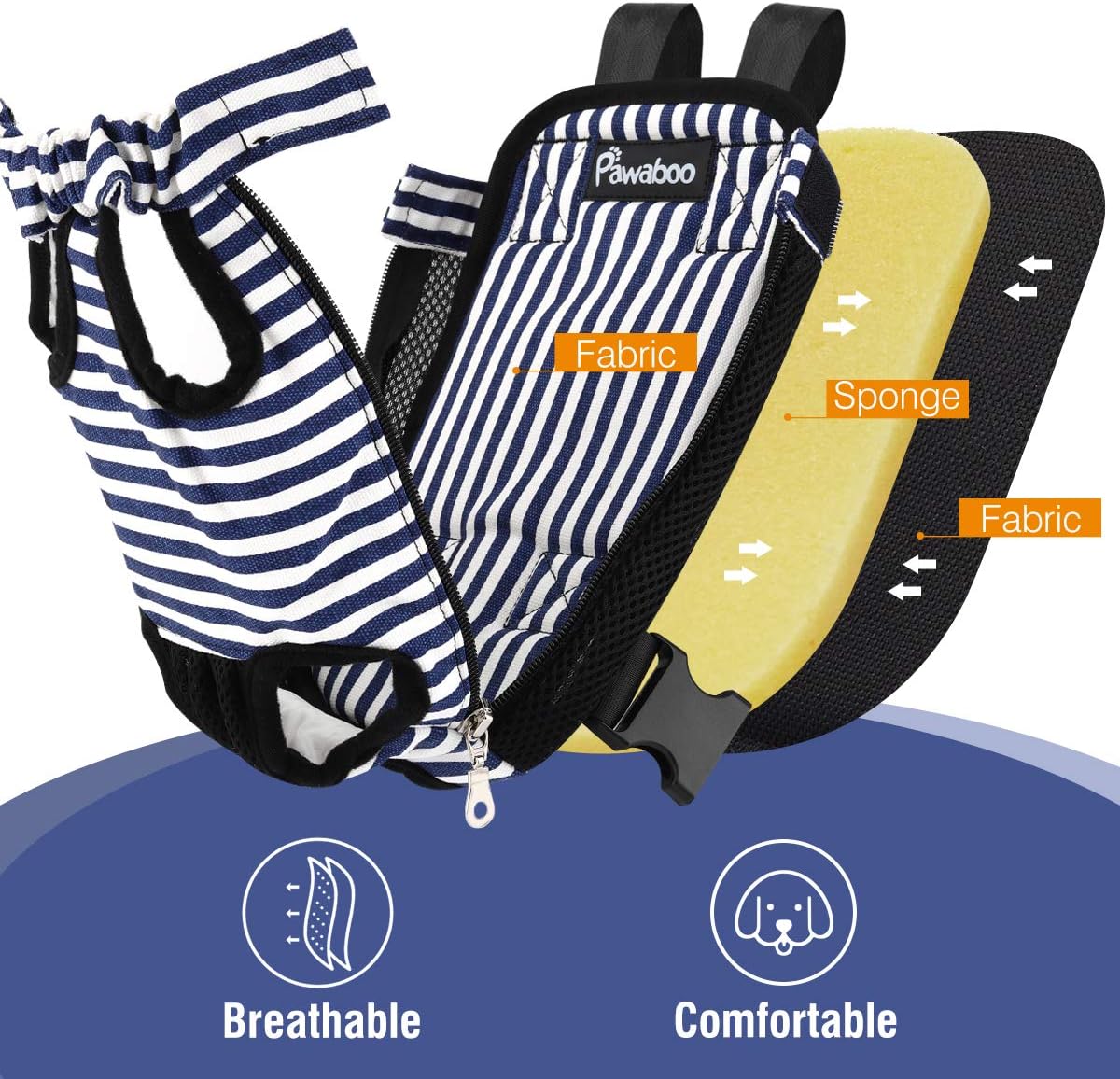 Pawaboo Pet Carrier Backpack, Adjustable Pet Front Cat Dog Carrier Backpack Travel Bag, Legs Out, Easy-Fit for Traveling Hiking Camping for Small Medium Dogs Cats Puppies, Medium, Black