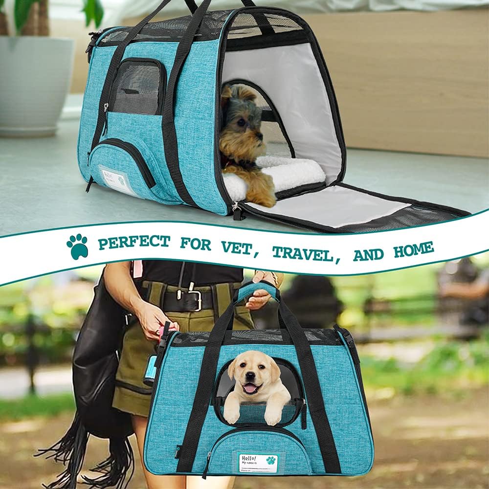 Premium Airline Approved Soft-Sided Pet Travel Carrier by PetAmi | Ventilated, Comfortable Design with Safety Features | Perfect For Plane or Car | Ideal for Small to Medium Sized Cats, Dogs, and Pets