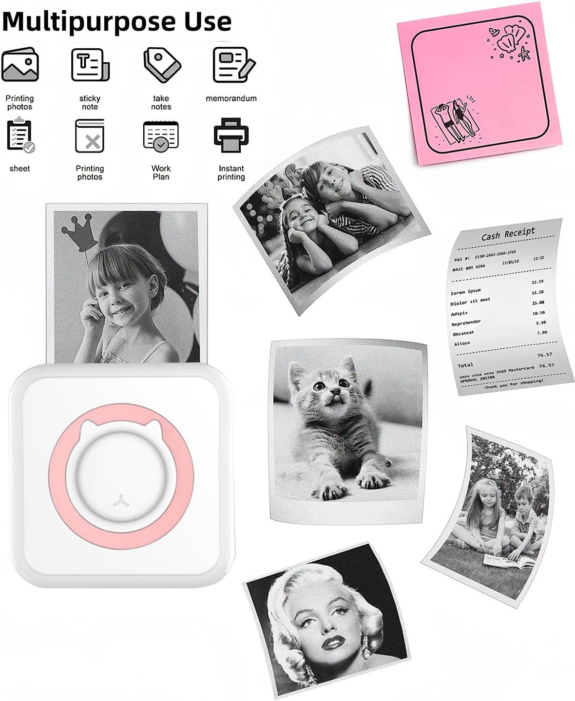 Label Maker - Mini Portable Sticker Printer with 13 Rolls Self-Adhesive Thermal Papers, Labeller Machine for Home Office Study Business Texts Journal, Blue