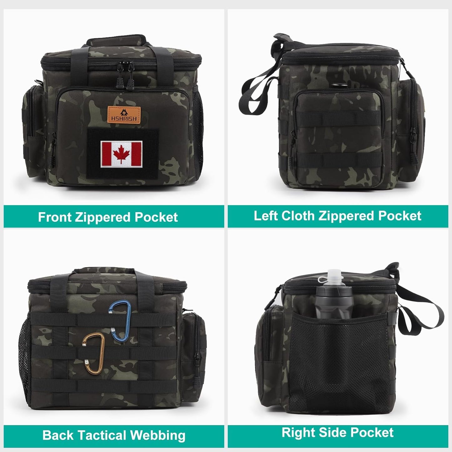 HSHRISH Tactical Large Lunch Bag for Men,Leakproof Insulated Lunch Box, Durable Soft Cooler Bag with Shoulder Strap Lunch Pail for Work Shifts Outdoor