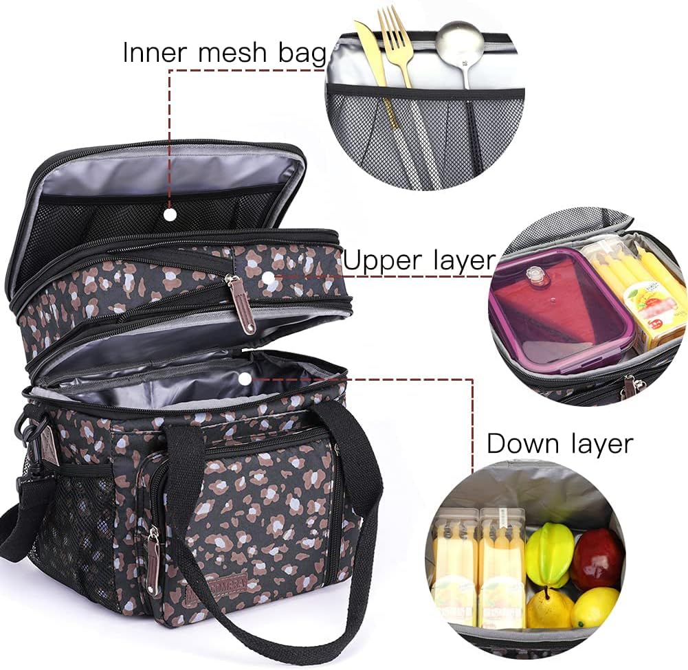 Lunch Bag Women Insulated Lunch Box for Work, Purple Expandable Large Lunch Bags, Leakproof Double Deck Lunch Box Cooler Bag(Purple)