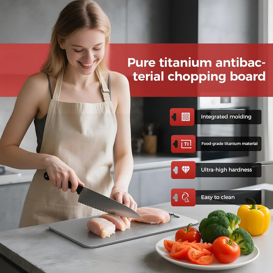 100% Pure Titanium Cutting Board Set of 3, Non-Toxic Titanium Cutting Boards for Kitchen, Double-Sided Food Grade Cutting Board Ideal Charcuterie & Cutting for Meat,Vegetables,Durable Dishwasher